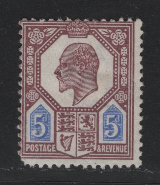 Lot 136 Great Britain SG#293 5d Dull Reddish Purple & Bright Blue, 1911-1913 King Edward VII Issue, A VGOG Single, Somerset House Printing