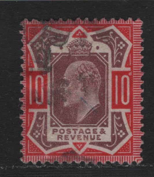 Lot 140A Great Britain (C) SG#309 10d Dull Reddish Purple & Scarlet, 1911-1913 King Edward VII Issue, A Fine Used Single, Somerset House Printing