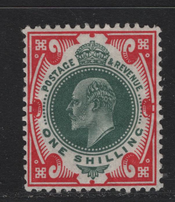 Lot 143 Great Britain SG#257 1/- Dull Green & Carmine, 1902-1910 King Edward VII Issue, A VFOG Single, De La Rue Printing