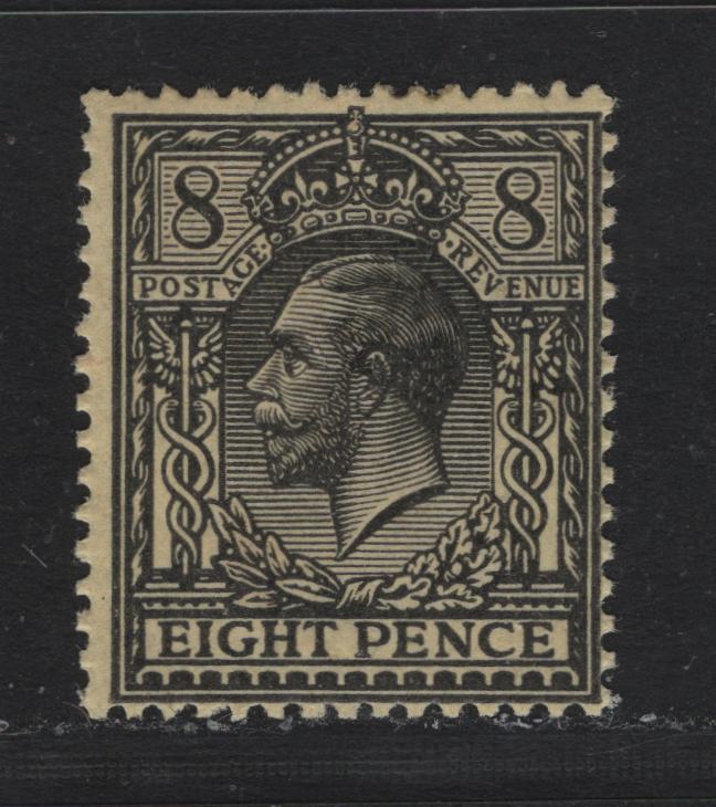 Lot 158 Great Britain SG#390 8d Black on Yellow, 1913-1924 KGV Profile Heads Issue, A FOG Single, Royal Cypher Wmk