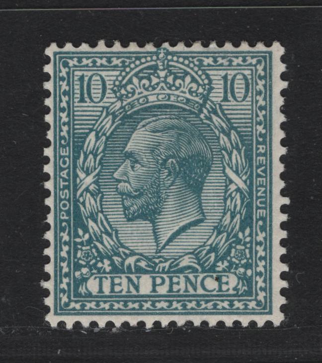 Lot 160 Great Britain SG#394a 10d Deep Turquoise, 1913-1924 KGV Profile Heads Issue, A VFOG Single, Royal Cypher Wmk