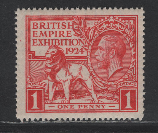 Lot 166 Great Britain SG#430 1d Scarlet, 1924-1925 Wembly Exhibition Issue, A VFNH Single, Line Perf 14
