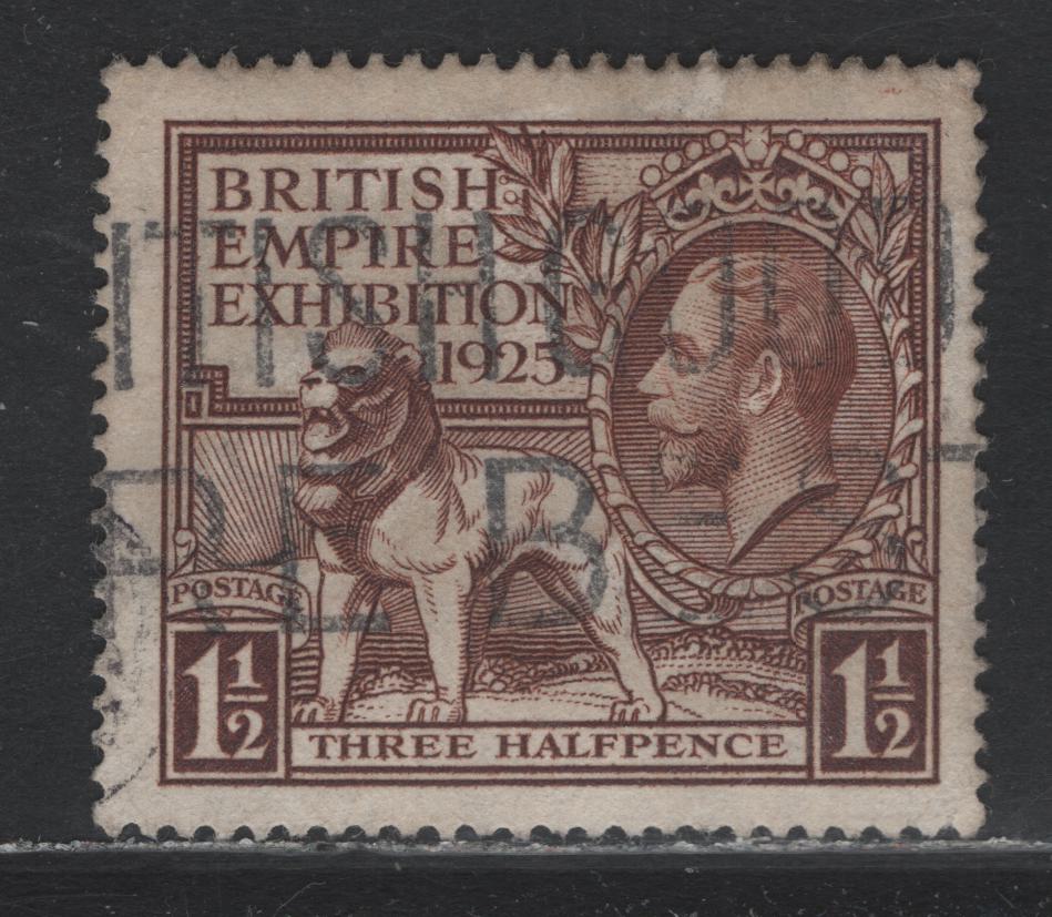 Lot 172 Great Britain (C) SG#433 1.5d Brown, 1924-1925 Wembly Exhibition Issue, A Fine Used Single, Scarce Used Single Of the High Value, Comb Perf