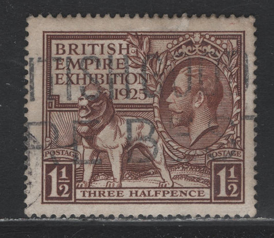 Lot 172 Great Britain (C) SG#433 1.5d Brown, 1924-1925 Wembly Exhibition Issue, A Fine Used Single, Scarce Used Single Of the High Value, Comb Perf