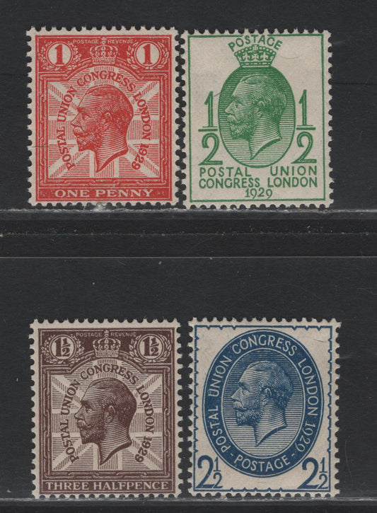Lot 173 Great Britain SG#434-437 1/2d - 2.5d Green - Blue, 1929 9th UPU Congress Issue, 4 F/VFNH Singles