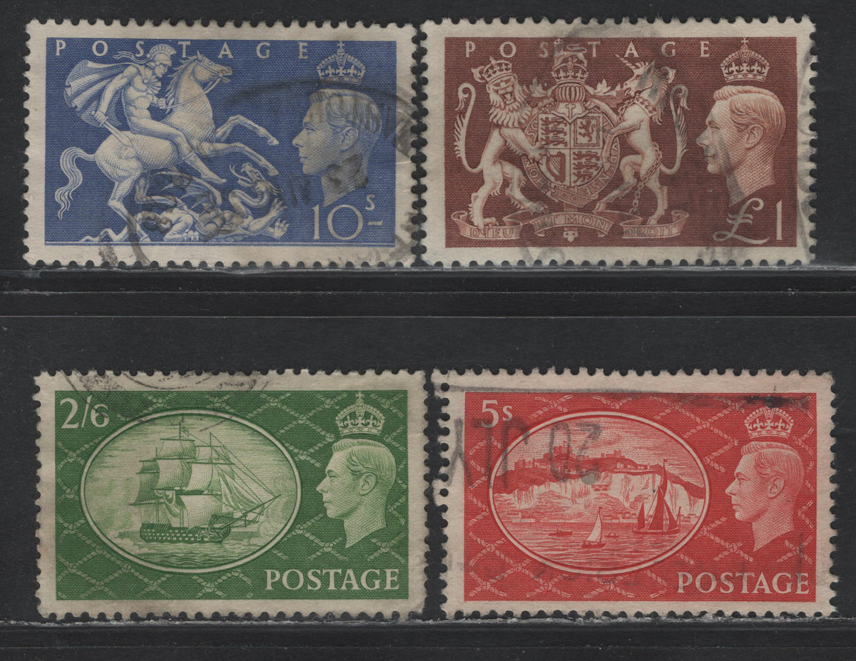 Lot 47 Great Britain SG#509-512 2/6d - £1 Green - Brown , 1951 Festival High Value Definitives, 4 Very Fine Used Singles, As Lot 200