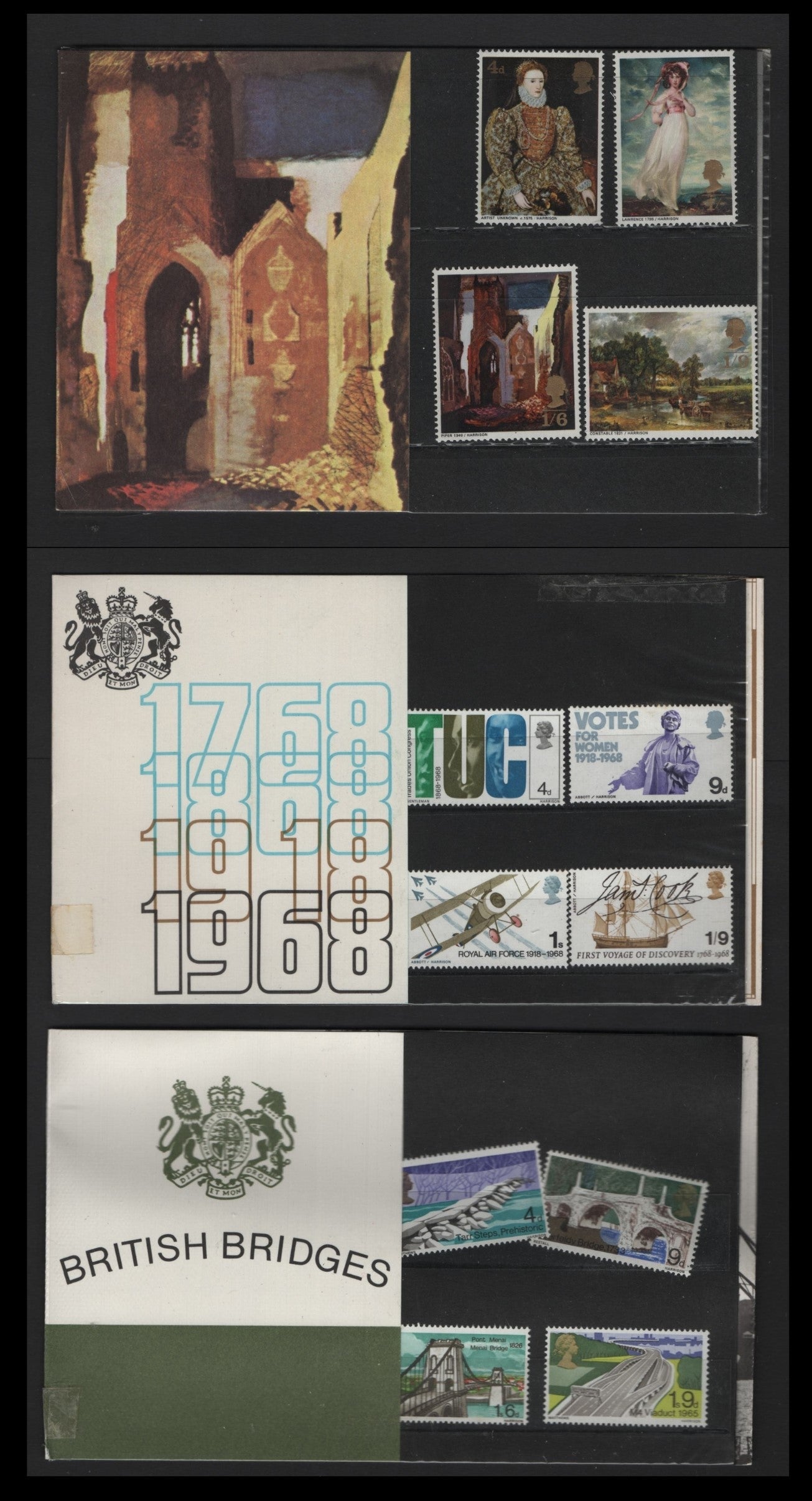 Lot 223 Great Britain SG#1 & Unnumbered, 1968 Presentation Packs, A VFNH Collection, Bridges, Anniversaries & Paintings
