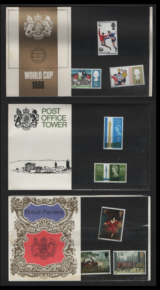 Lot 224 Great Britain (C) SG#, 1965-1967 Presentation Packs, A VFNH Collection, Post Office Tower (1965), World Cup (1966) & Paintings (1967), 1965-1966 Packs Are Untragged