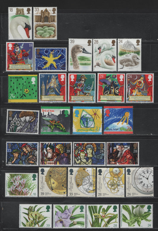 Lot 239 Great Britain (C) SG#1624-1643, 1654-1657, 1659-1663 18p - 39p Multicolored, 1992-1993 Gilbert & Gullivan - Orchid Conference Issues, 29 VFNH Singles
