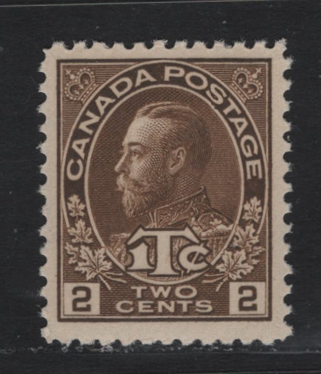 Lot 246 Canada #MR4 2c+1c Olive Brown , 1915-1916 War Tax Issue, A VFNH Single, ABN-A Paper, Perf 12x11.9, Die 2.
