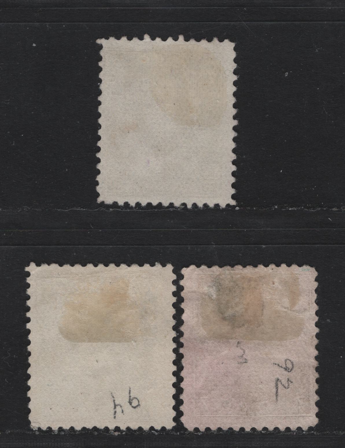 Lot 3 Canada #92, 94i, 95 7c - 50c Olive Bistre - Purple , 1903-1908 King Edward VII Issue, 3 Fine Used Singles, ABN-B Paper, Perfs 12 & 11.9, 7c Has A Shallow Thin & Not Counted.