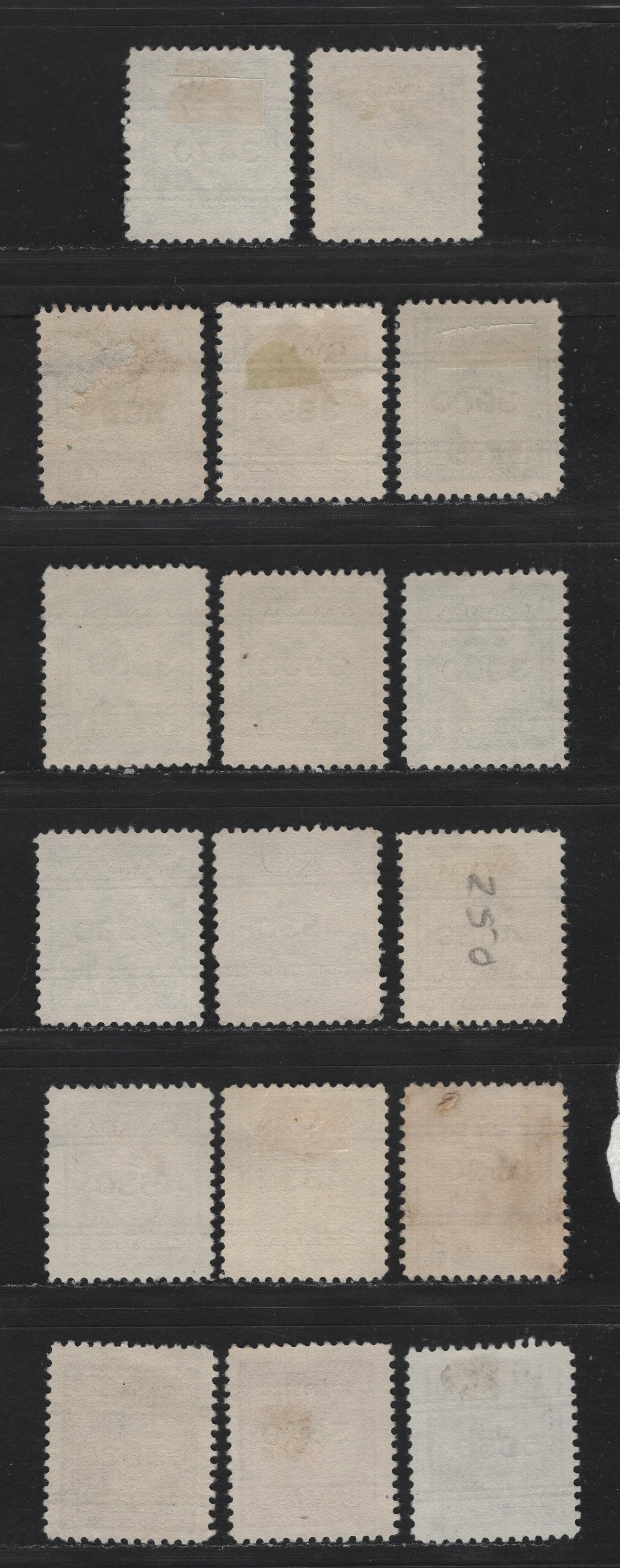 Lot 313 Canada #249xx, 250xx 1c - 2c Green - Brown , 1942-1943 KGVI War Issue,  Fine Used Singles, Precancels From Various Money Order Offices