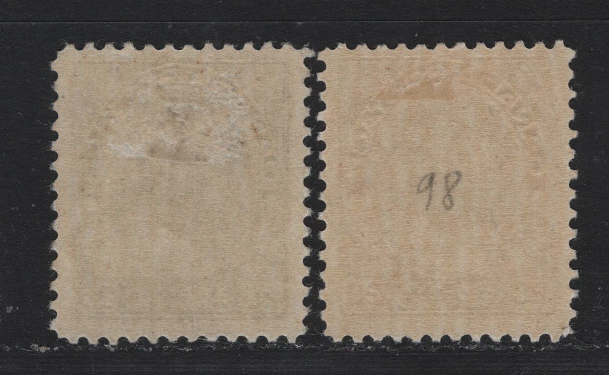 Lot 33 Canada #119 20c Olive Green - Grayish Olive Green , 1911-1925 KGV Admiral Issue, 2 F/VFOG Singles, ABN-M Paper, Perfs 12x11.9 & 11.9