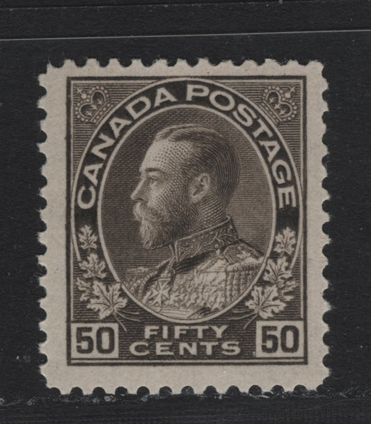 Lot 34 Canada #120 50c Gray Black , 1911-1925 KGV Admiral Issue, A FOG Single, ABN-F Paper, Dry Printing, Perf 11.8x11.9.
