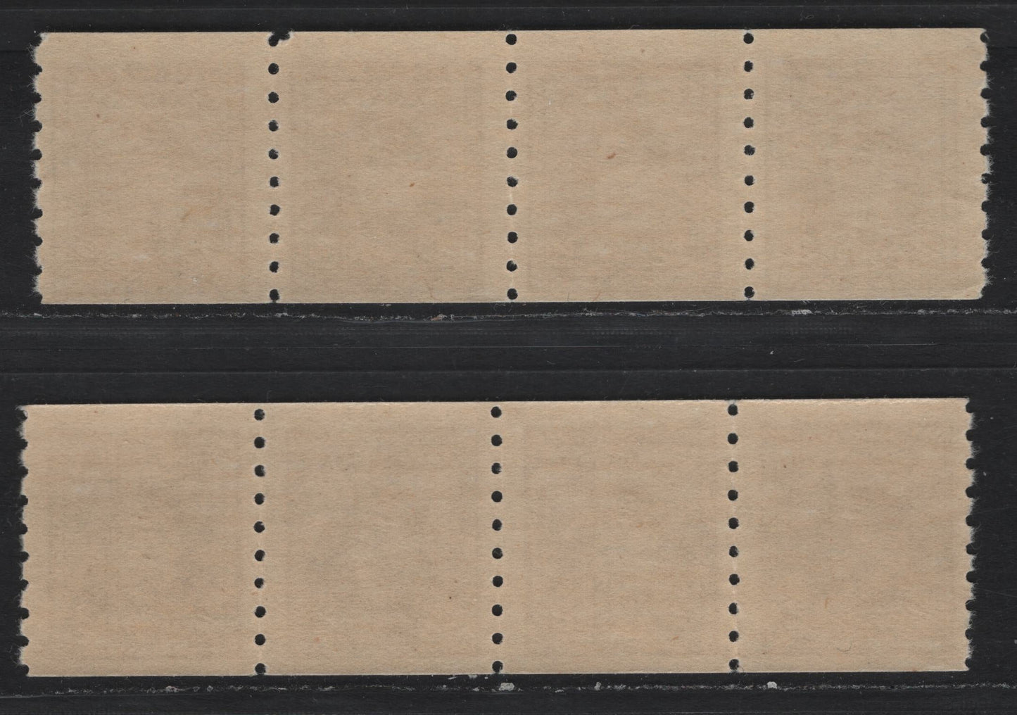 Lot 344 Canada #264 2c Brown & Yellowish Brown , 1942-1943 KGVI War Issue, 2 FNH Coil Strips Of 4, Horizontal Wove Paper With Clear Horizontal Mesh & Semi Glossy Cream Gum, Perf 8 Vertical