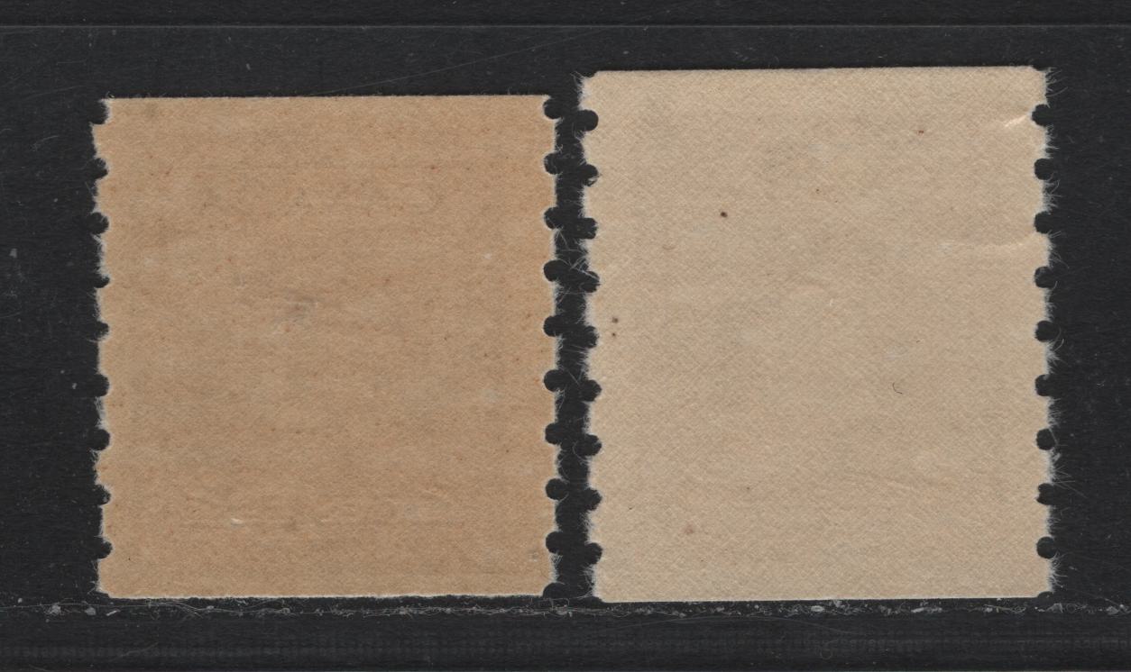Lot 348 Canada #264 2c Brown , 1942-1943 KGVI War Issue, 2 VFNH Coil Singles, Printings Different From Those In Lot 347