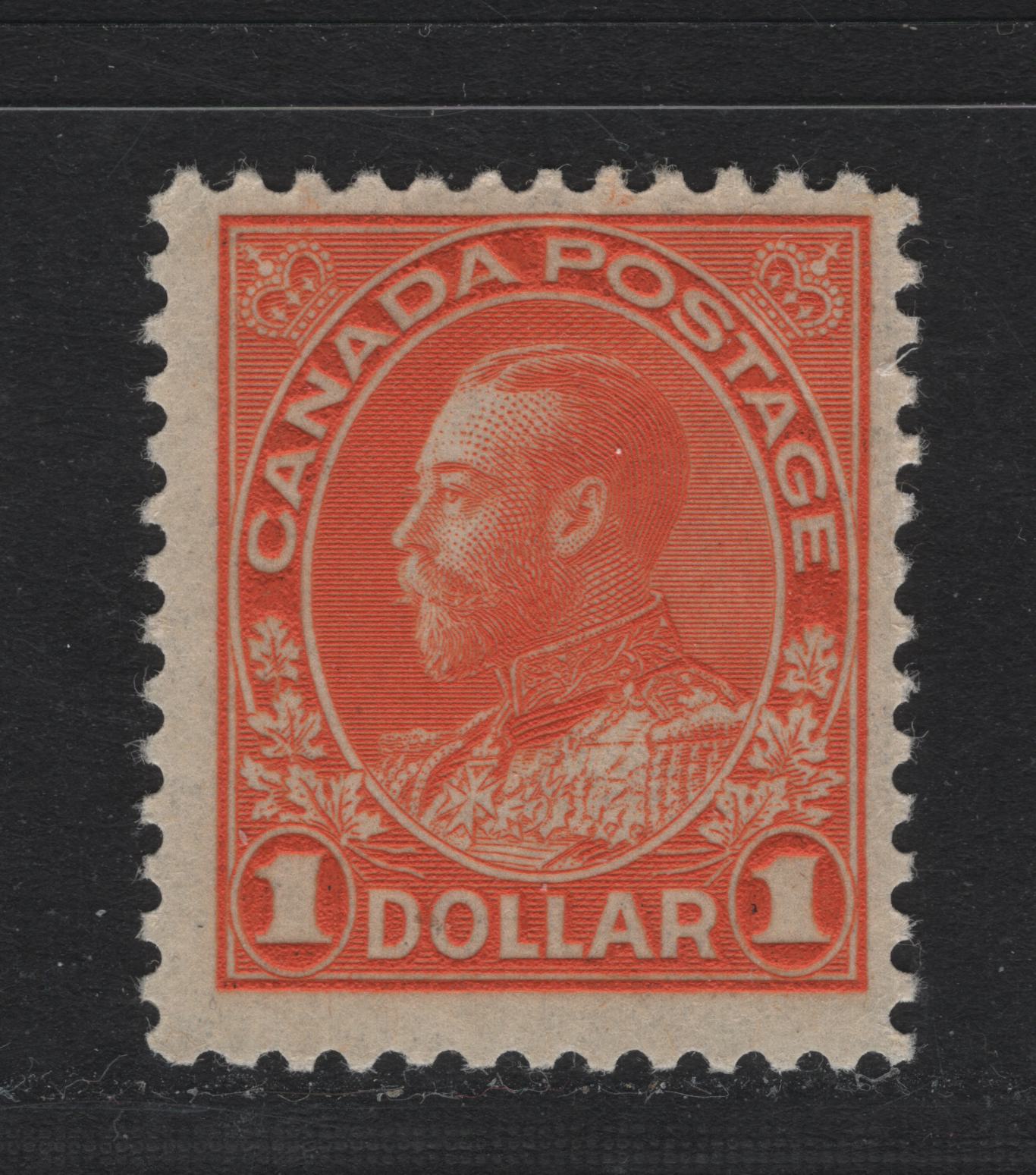 Lot 35 Canada #122 $1 Orange , 1911-1925 KGV Admiral Issue, A VFOG Single, ABN-I Paper, Perf 11.9x12