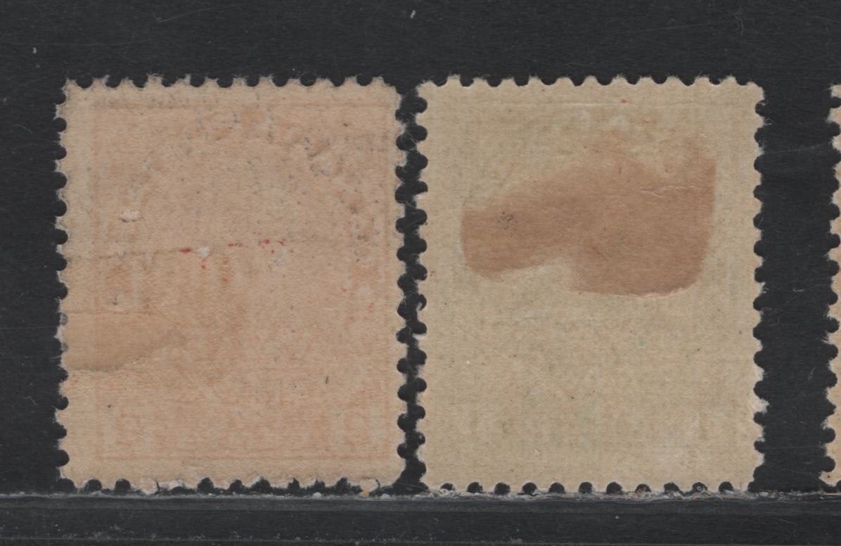 Lot 73 Canada #MR1, MR2a , 1915 War Tax Issue, 2 F/VFOG Singles, ABN-B Paper, Perfs 11.9x12 & 12x11.9
