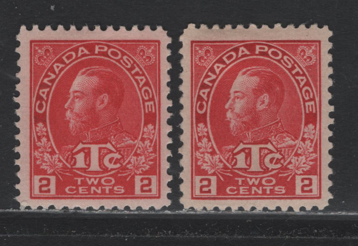 Lot 75 Canada #MR3, MR3b , 1915-1916 War Tax Issue, 2 VFOG Singles, ABN-A Paper, Perfs 12x11.8, Die 1.