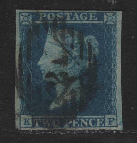 Lot 78 Great Britain SG#14 2d Blue, 1841-1851 Queen Victoria Issue, A Fine Used Imperf Single, White Lines Added, Full Margins At Sides & Close Margins Top & Bottom, 24 Grid Cancel.