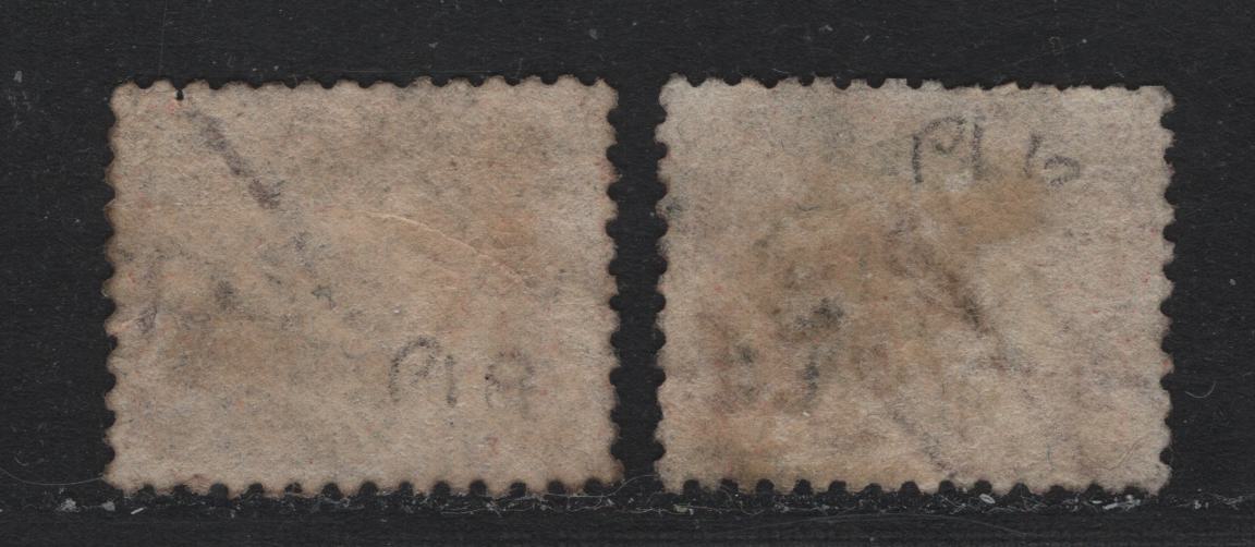 Lot 81 Great Britain (C) SG#48 1/2d Rose Red, 1870 Line Engraved Issue, 2 Fine Used Singles, Plates 6 & 8