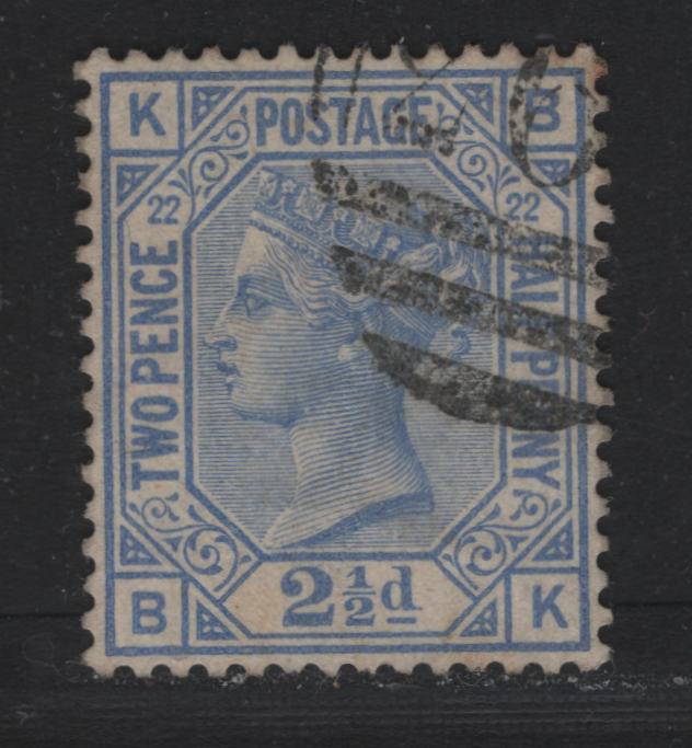 Lot 36 Great Britain SG#157 2.5d Blue, 1880-1883 Queen Victoria Surface Printed Issue, A Very Fine Used Single, Plate 22, Imperial Crown Wmk