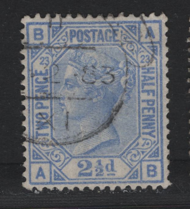 Lot 96 Great Britain SG#157 2.5d Blue, 1880-1883 Queen Victoria Surface Printed Issue, A Very Fine Used Single, Plate 23