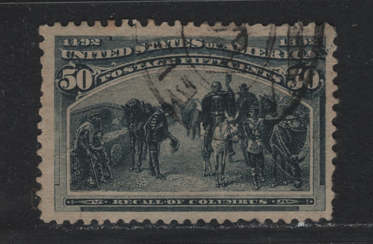 Lot 139 United States SC#240 50c Slate Blue , 1893 Columbian Exposition Issue, A Very Good Used Singles, Horizontal Wove Paper, Several Short Perfs