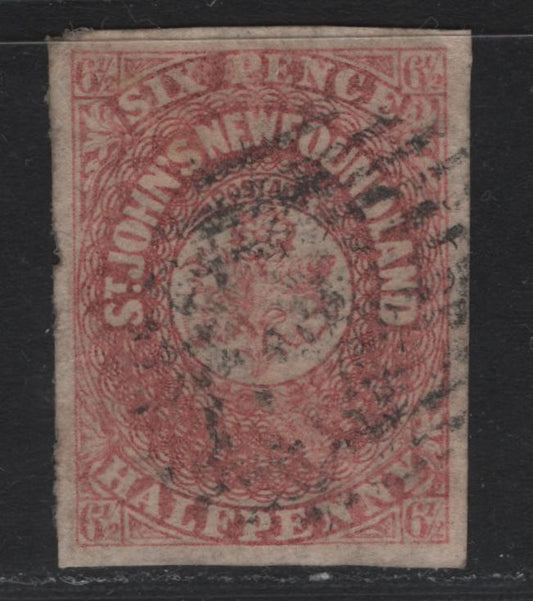 Lot 14 Newfoundland (C) #21 6.5d Rose , 1861-1862 Pence Issue, A Very Fine Used Single, August 1861 Printing, Thicker Paper, 4 Full Margins.