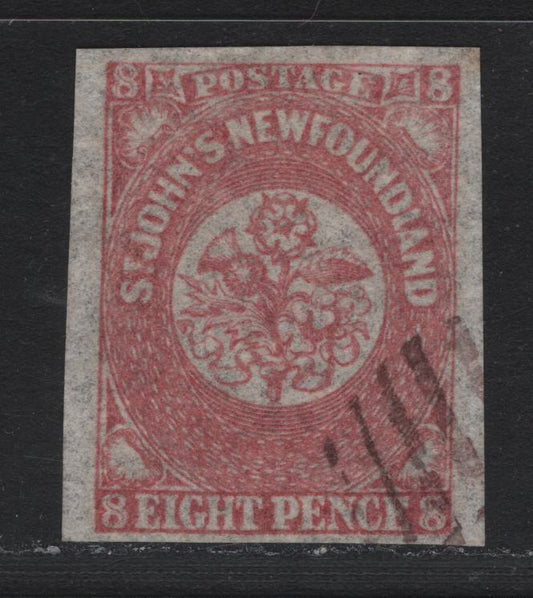 Lot 15 Newfoundland (C) #22 8d Rose , 1861-1862 Pence Issue, A Fine Used Single, November 1861 Printing