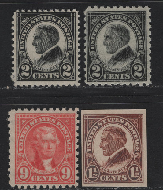 Lot 155 United States SC#567, 576, 590, 610, 612 20c - 2c Carmine - Black , 1922-1923 4th Bureau - Harding Memorial Issues, 5 FNH Singles, As Lot 154, But NH