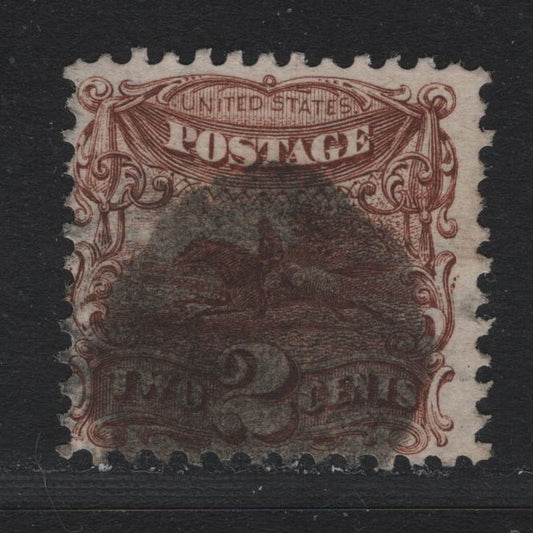Lot 18 United States SC#113 2c Brown , 1869 Presidents Issue, A Very Good Used Single, Perf 11.9x12.1, Full But Faint Grill Impression