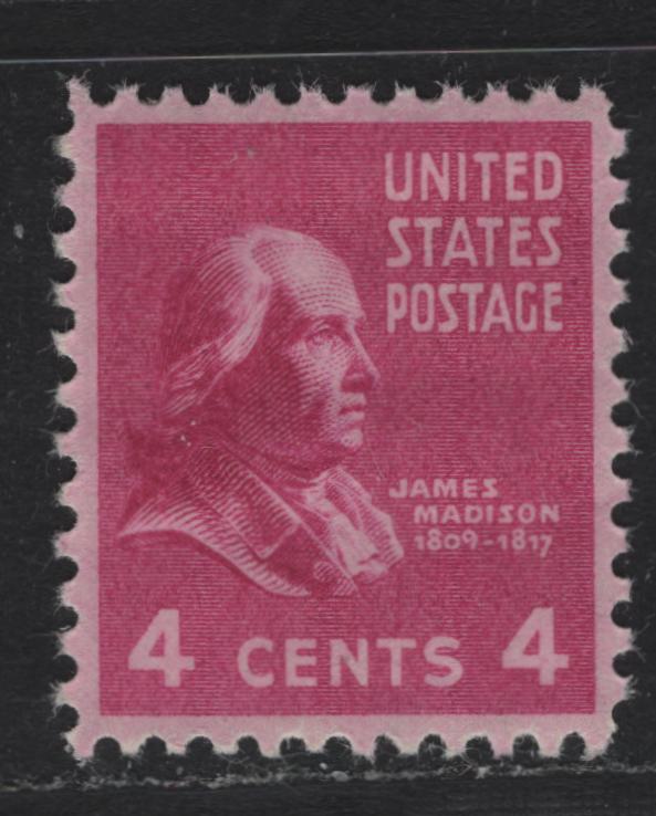 Lot 75 United States SC#808 4c Bright Rose Purple, 1938-1954 Presidental Issue, A XFNH Single, Nearly Perfect Centering, Just Slightly Off Right-Left