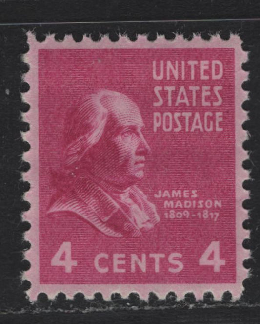 Lot 75 United States SC#808 4c Bright Rose Purple, 1938-1954 Presidental Issue, A XFNH Single, Nearly Perfect Centering, Just Slightly Off Right-Left