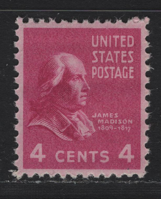 Lot 195 United States SC#808 4c Bright Rose Purple, 1938-1954 Presidental Issue, A SUP NH Single, Nearly Perfect Centering, Margins Almost Exactly Equal, Just Barely Off From Top to Bottom.