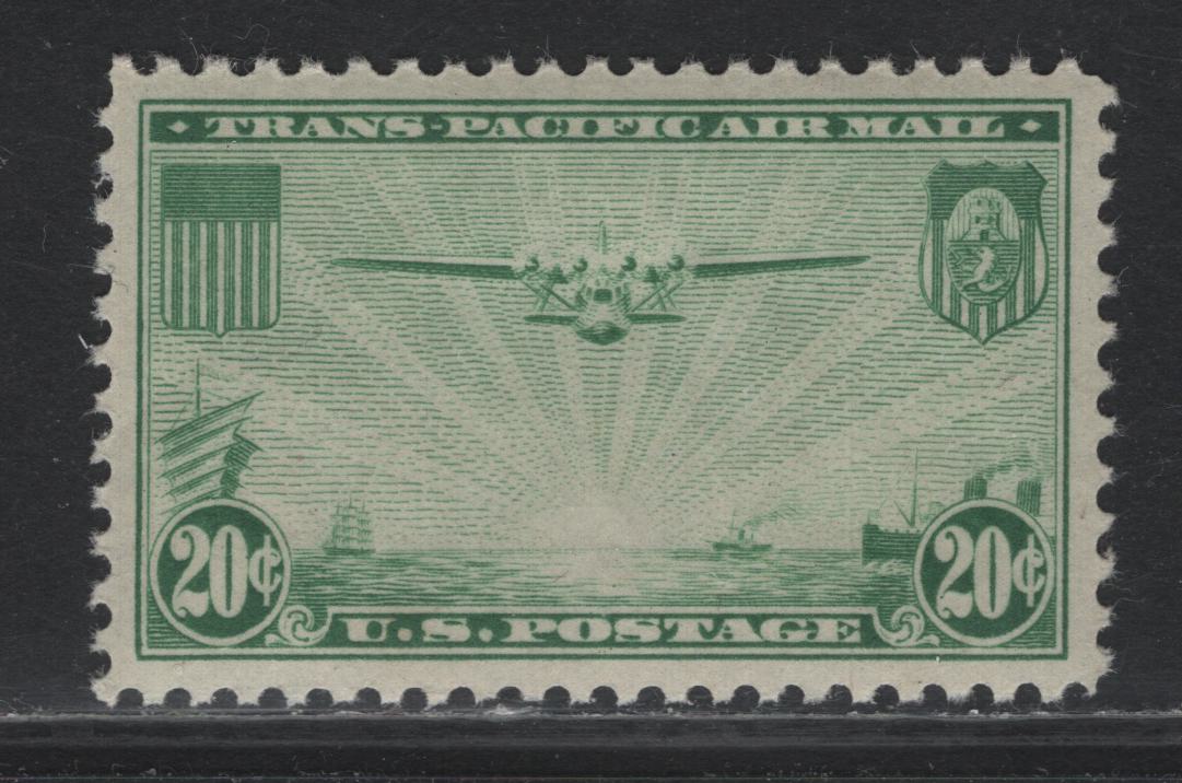 Lot 216 United States SC#C21 20c Green, 1937 Transpacific Issue, A XFOG Single, Nearly Perfect Centering