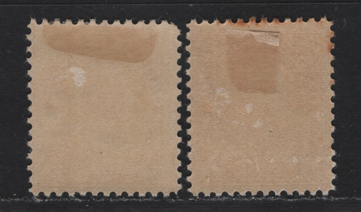 Lot 220 Canada #105, 113 1c - 7c Orange Yellow - Yellow Ochre, 1911-1925 KGV Admiral Issue, 2 F/VFOG Singles, 1c Die 1, Wet Printing, Retouched Frameline, Normal Frameline, ABN-E Papers.