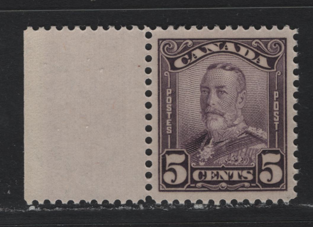 Lot 252 Canada (C) #153 5c Deep Dull Milky Violet , 1928-1929 KGV Scroll Issue, A XFNH Single, ABN-M Paper, Nearly Perfectly Centered Amid Balanced, Opposing Margins