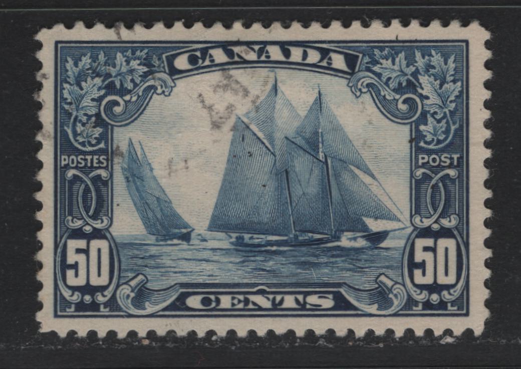 Lot 258 Canada #158 50c Dark Blue , 1928-1929 KGV Scroll Issue, A Very Fine Used Single, ABN-Q Paper