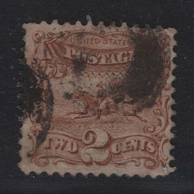 Lot 27 United States SC#113var 2c Light Brown , 1869 Presidents Issue, A Fine Used Single, Perf 11.9x12.1