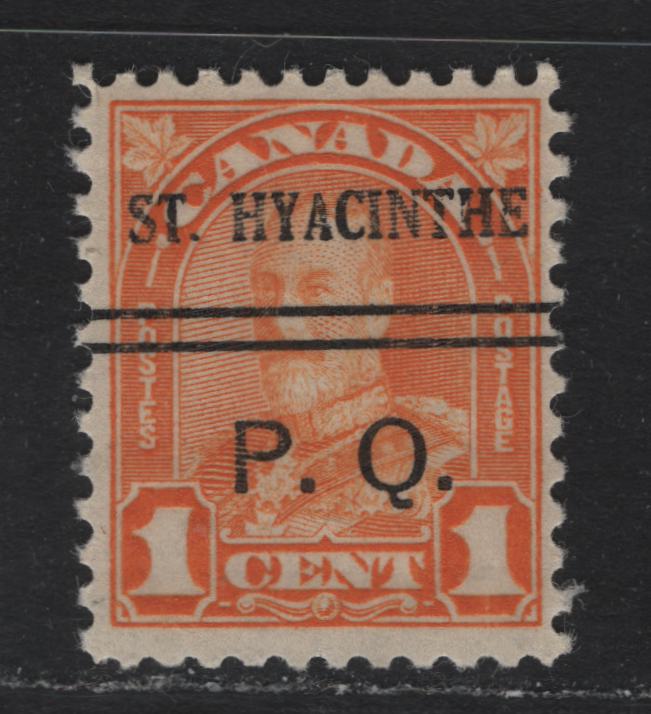 Lot 272 Canada #162xx 1c Orange , 1930-1931 KGV Arch/Leaf Issue, A FNH Single, Perf 11.2x10.8, 18x22mm Design, BABN-N Paper, Scarce St. Hyacinthe PQ Precancel, Unpriced Mint In Walburn & Unitrade.