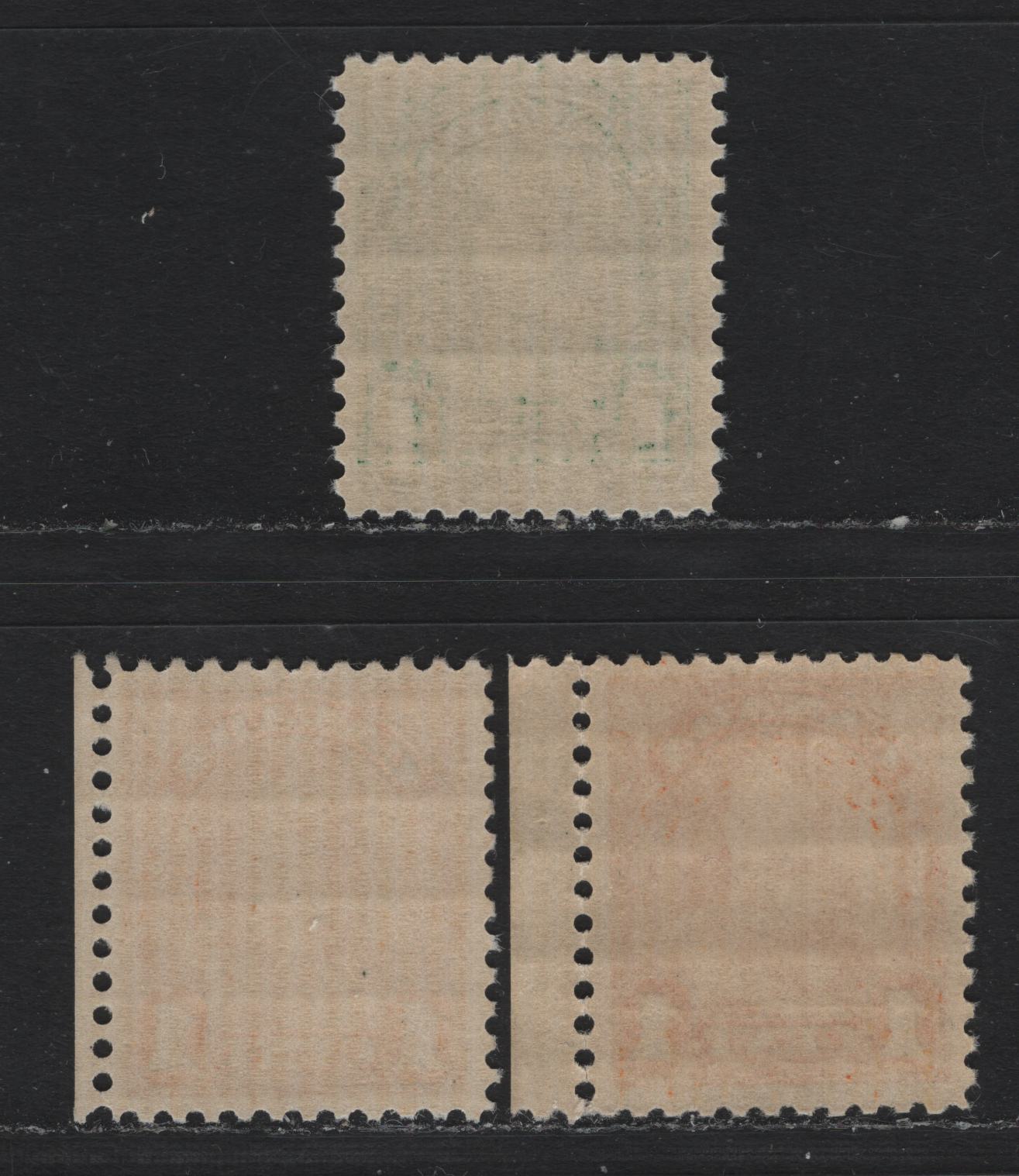 Lot 273 Canada (C) #162, 163b 1c Orange - Deep Green , 1930-1931 KGV Arch/Leaf Issue, 3 VFNH Singles, BABN-N Papers, Perf 11.1x10.9, Die 1.