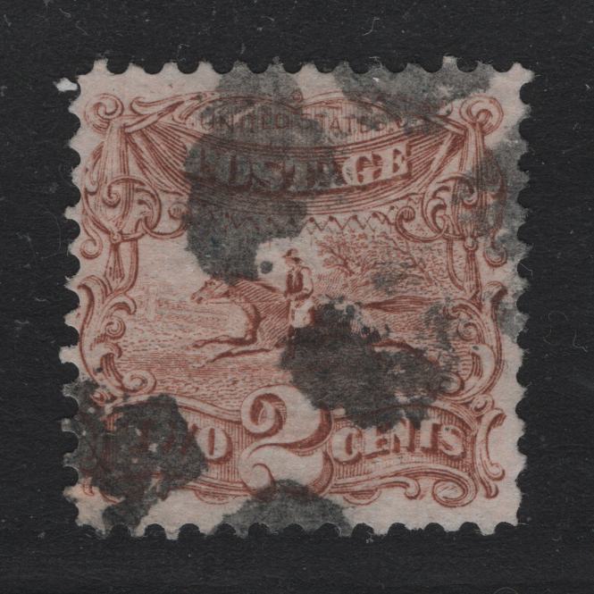 Lot 29 United States SC#113var 2c Pale Brown , 1869 Presidents Issue, A Fine Used Single, Double Grill Showing Two Very Closely Aligned Grill Impressions, Measuring 11x9mm, So Correct Height, But 1.5mm Wider.