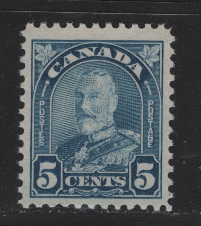 Lot 303 Canada (C) #170i 5c Milky Blue , 1930-1931 KGV Arch/Leaf Issue, A VFNH Single, BABN-HHH Paper, Perf 10.7x10.8