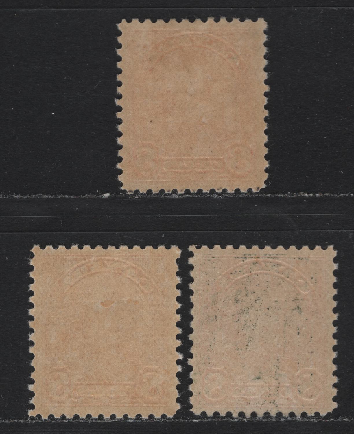 Lot 308 Canada (C) #172 8c Light Red Orange - Red Orange , 1930-1931 KGV Arch/Leaf Issue, 3 VFOG Singles, BABN-HHH Papers, Pers 10.9x10.8, 10.8 & 10.75x10.8