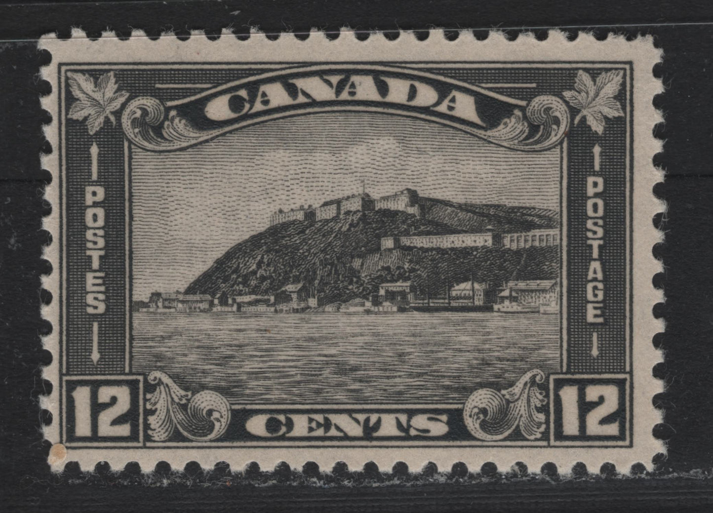 Lot 316 Canada #174 12c Gray-Black , 1930-1931 KGV Arch/Leaf Issue, A FOG Single, BABN-VV Paper, Unchecked As To Specific Perf