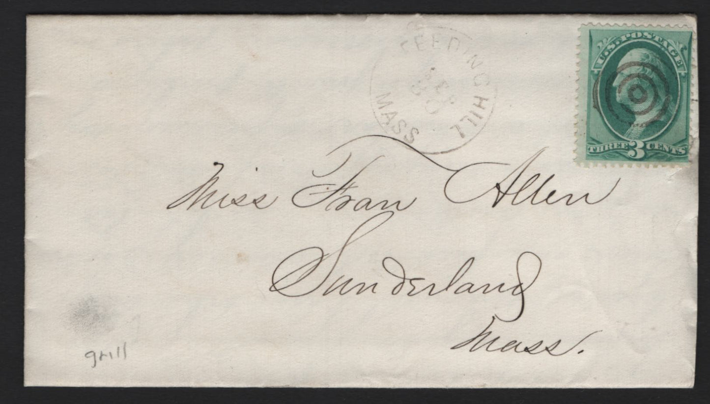 Lot 34 United States SC#136 3c Green , 1870-1871 National Bank Note Company Issue, A Very Fine Used Cover, 1873 Cover With Full Letter Inside From The Fran Allen Correspondence