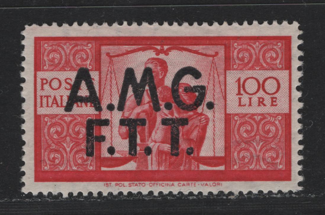 Lot 7 Italy - Trieste Scott#14 100l Carmine , 1947 Allied Military Gov't Issue, A VFOG Single