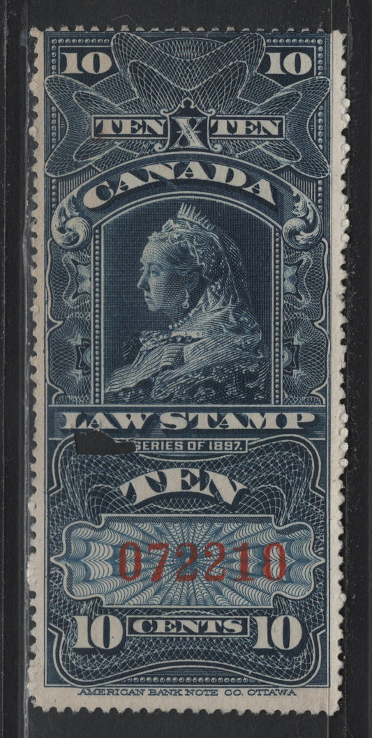 Lot 103 Canada Van Dam#FSC7 10c Blue, 1897 Queen Victoria Law Issue, A Fine Used Single, Wet Printing