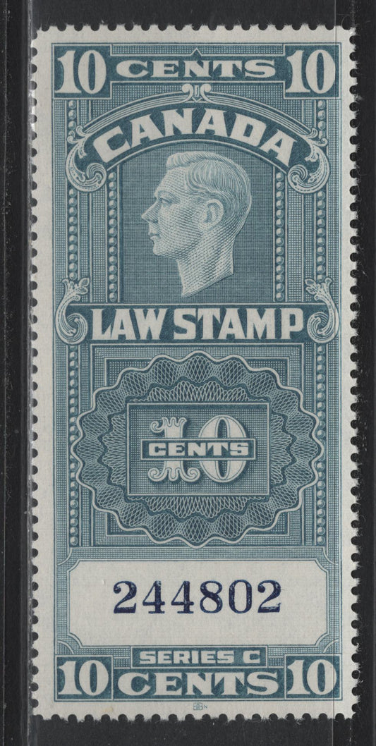 Lot 103A Canada Van Dam#FSC21a 10c Slate, 1938-1967 KGVI Law Issue, A Fine Used Single, White Gum